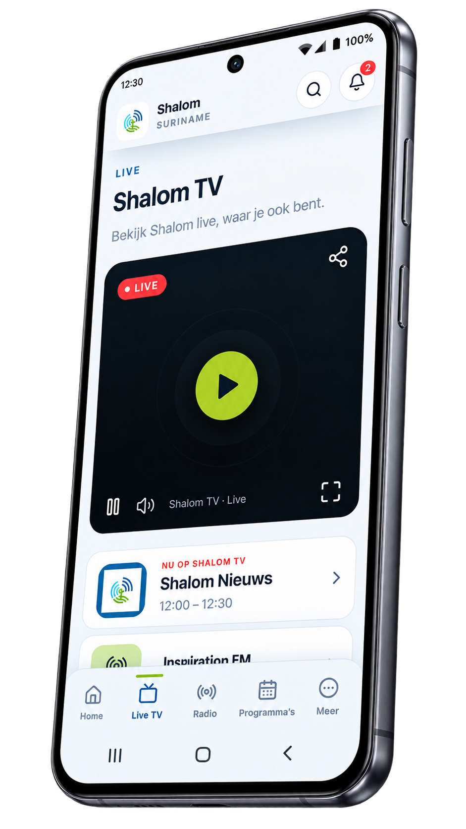 Shalom TV live bekijken in de Android-app.
